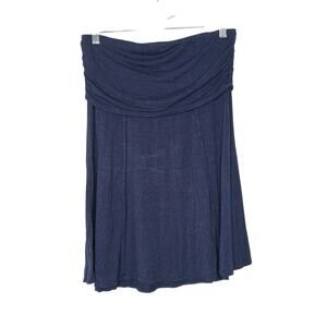 Max Studio Navy Blue Stretch Long Fold Midi Swing Skirt Womens MD Y2K 90s